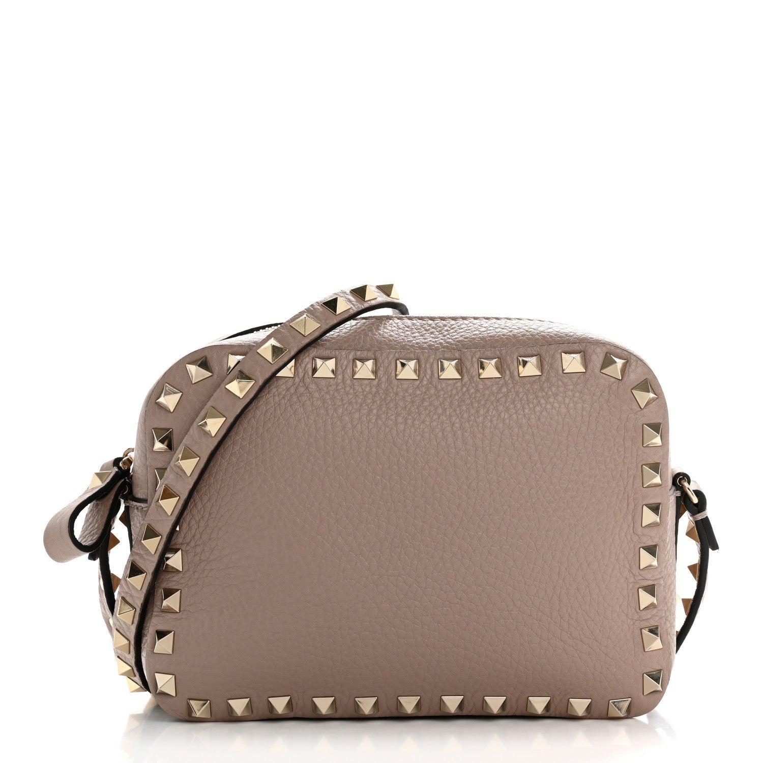 Pebbled Calfskin Rockstud Camera Crossbody Bag Poudre