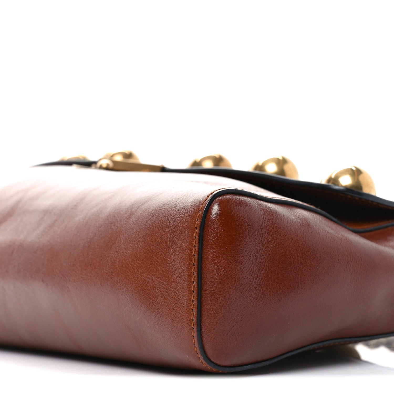 Goatskin Grommet Gotham Shoulder Bag Chestnut