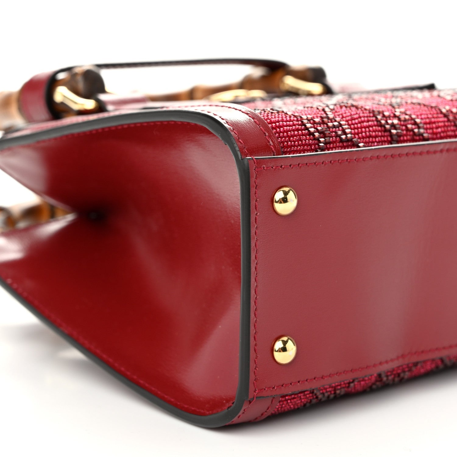 New Canvas Charisma Calfskin Crystal GG Monogram Mini Diana Tote Bag New Cherry Red