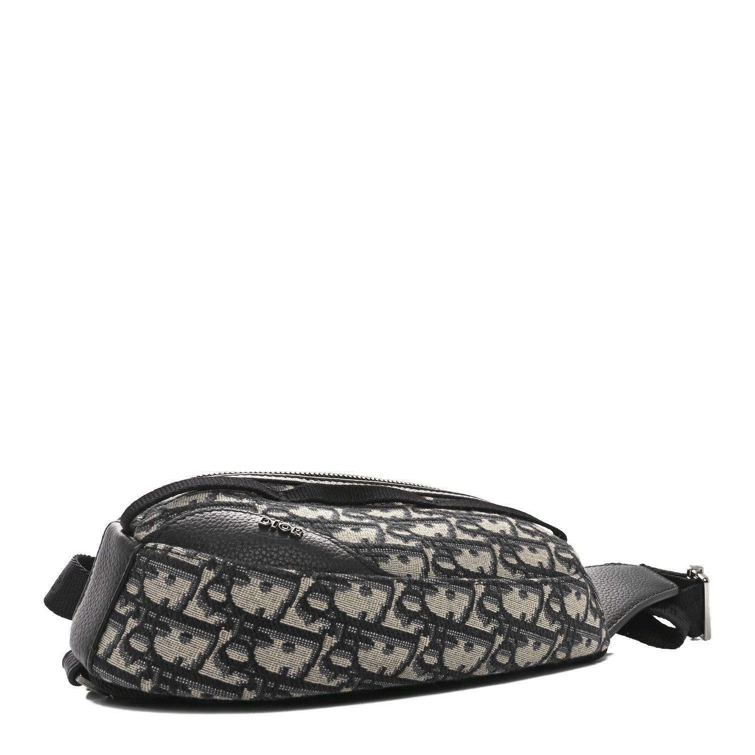 Grained Calfskin Oblique Scarab Sling Bag Blue Black