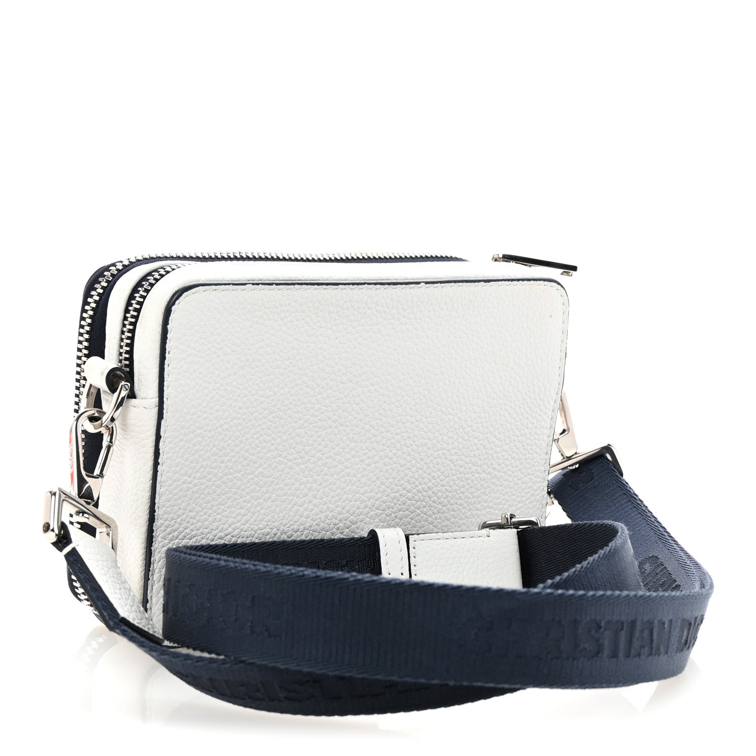X SHAWN STUSSY Grained Calfskin Double Zip Crossbody Pouch White