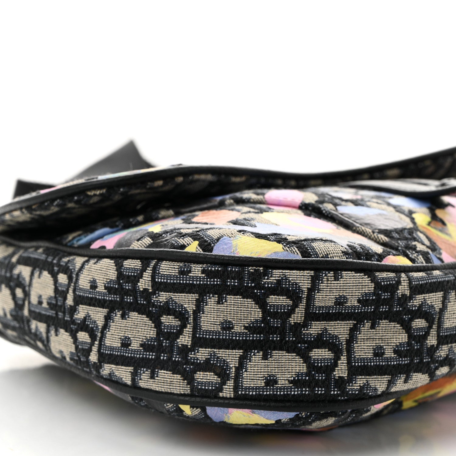 X ALEX FOXOTN Oblique Floral Print Mens Saddle Bag Blue Multicolor