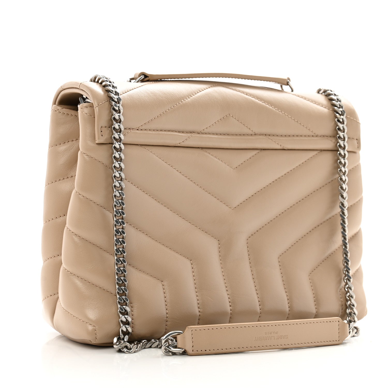 Calfskin Y Quilted Monogram Small Loulou Chain Satchel Dark Beige