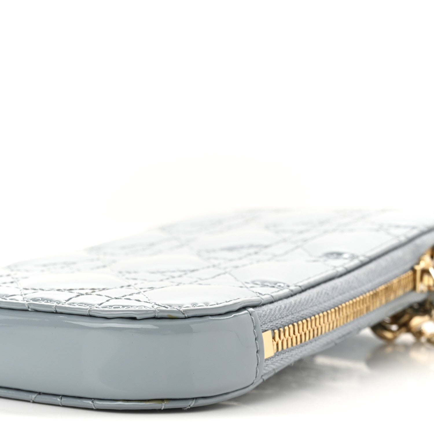 Patent Cannage Lady Dior Phone Holder Bracing Blue