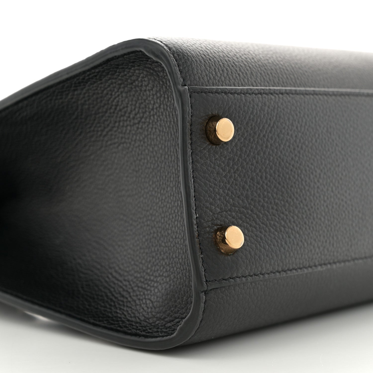 Grained Calfskin Snakeskin Embossed Virtus Top Handle Tote Black