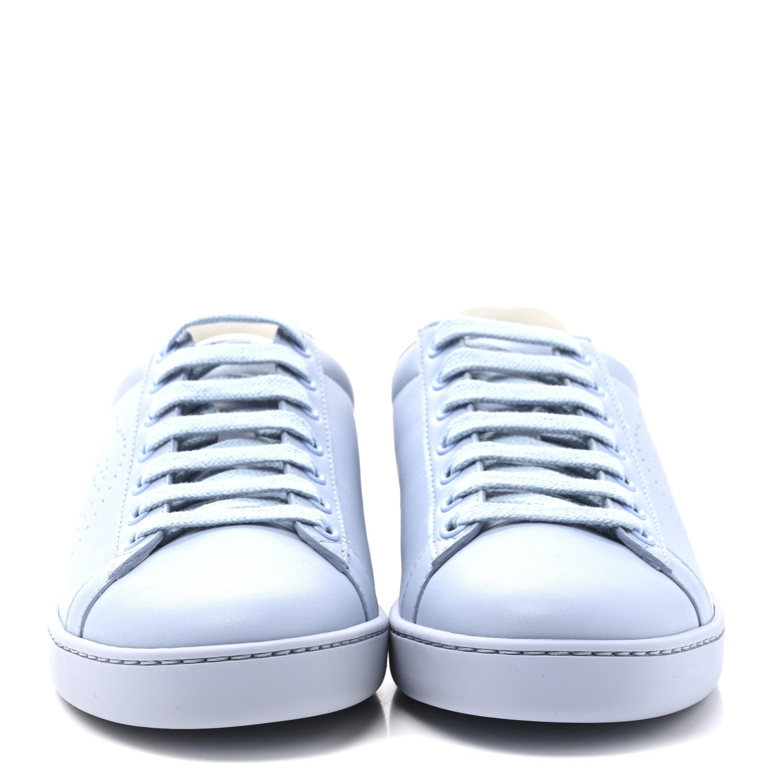 Calfskin Interlocking G Perforated Womens Ace Sneakers 35.5 Porcelain Light Blue Zaffiro