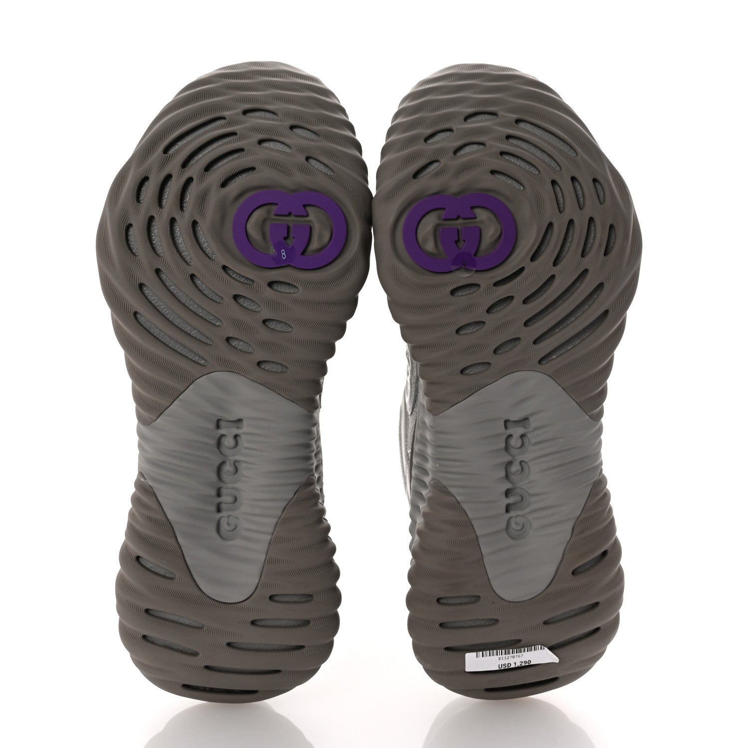 New Nappa Sombre Interlocking G Ripple Mens Platform Sneakers 8 Grey Sky