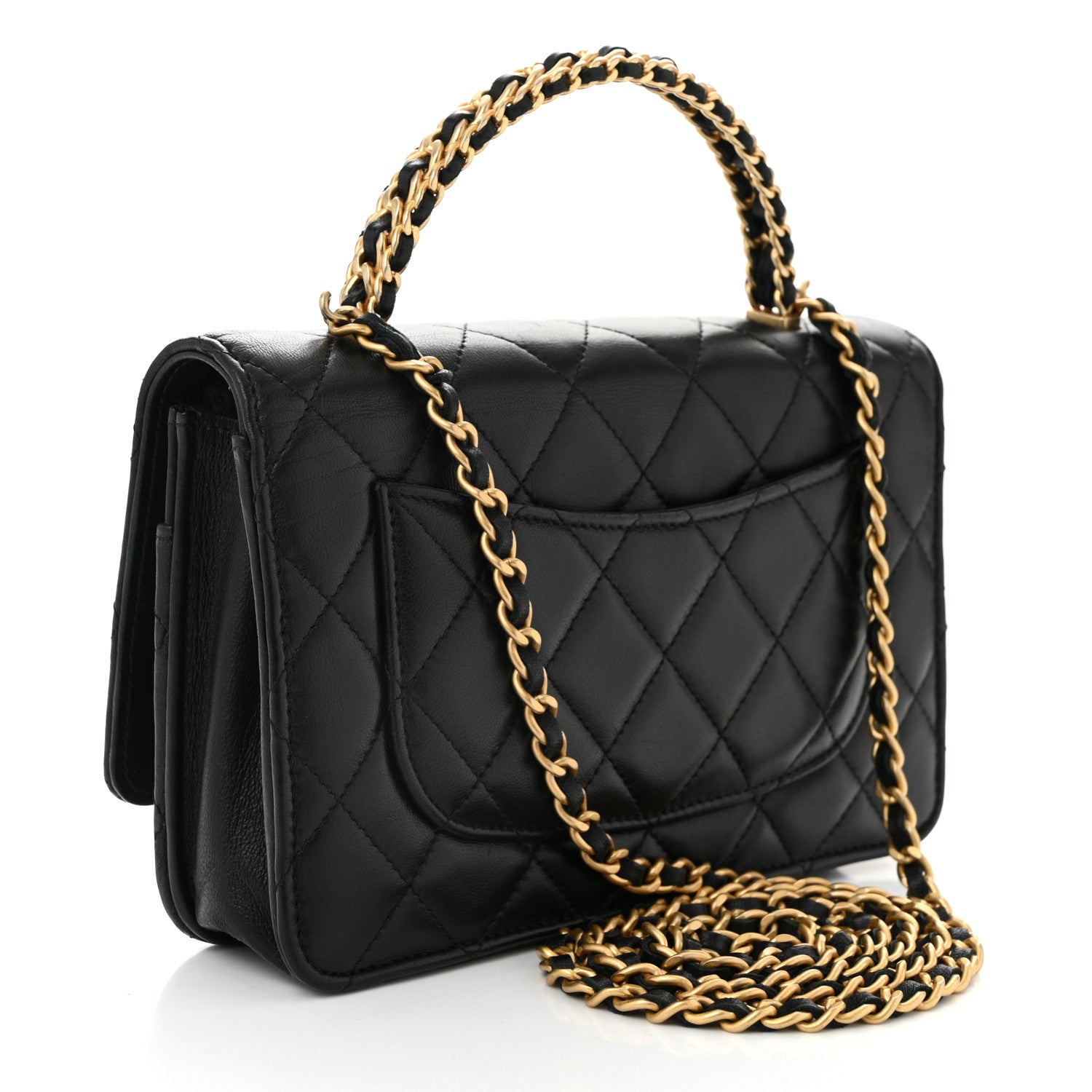 Lambskin Quilted Pick Me Up Wallet On Chain WOC Black