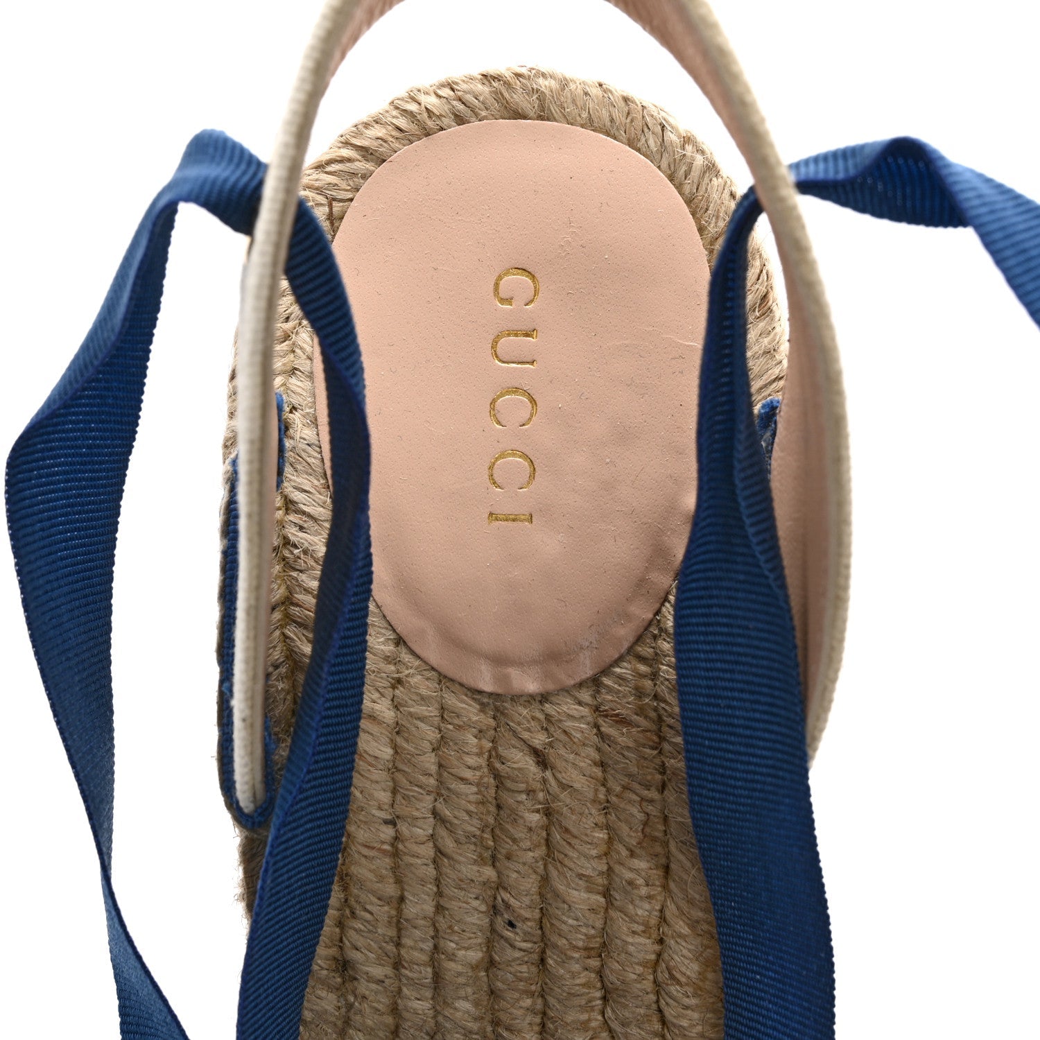 Canvas GG Ankle Wrap Platform Espadrille Wedges 40 Mystic White Royale Blue