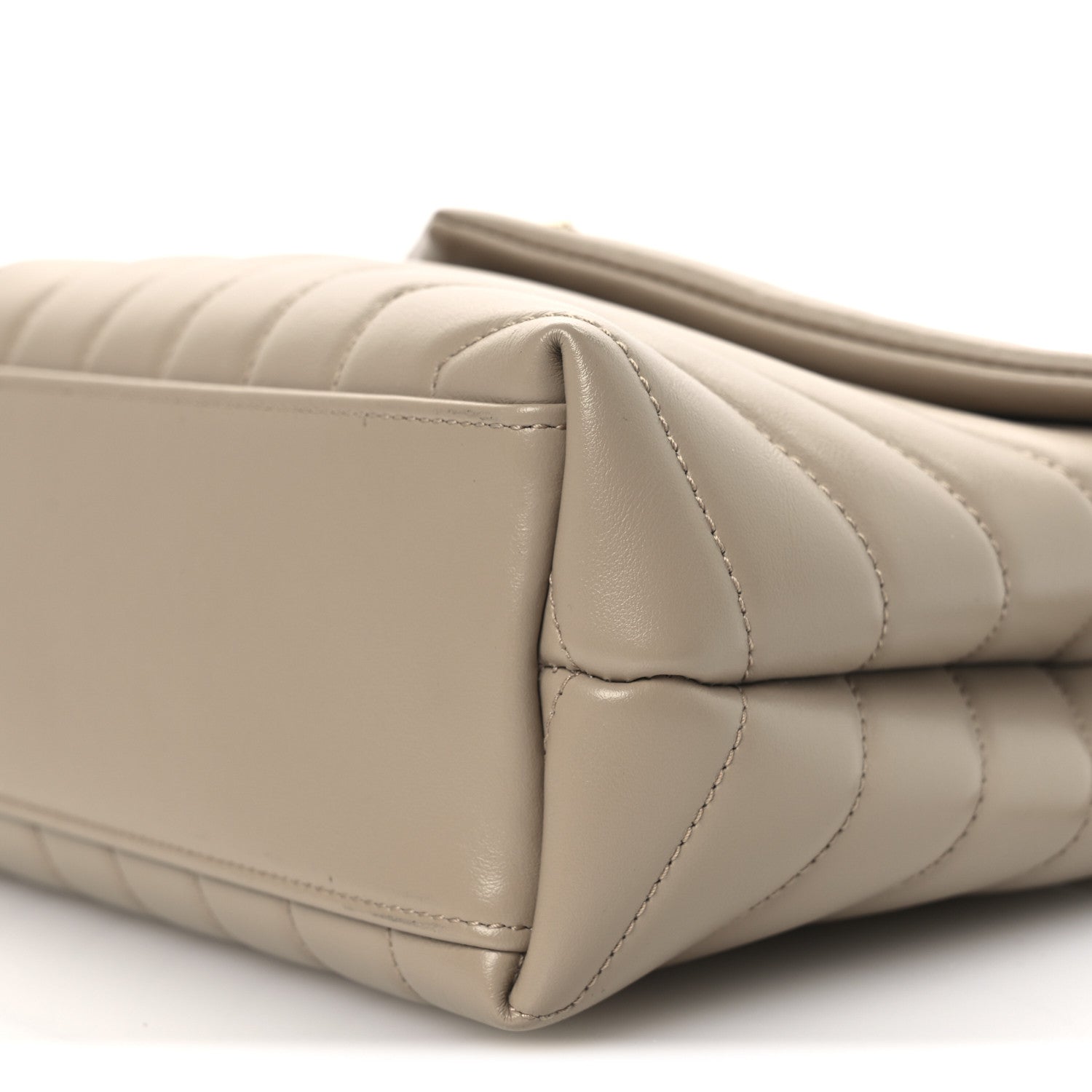 Calfskin Y Quilted Monogram Small Loulou Chain Satchel Dark Beige