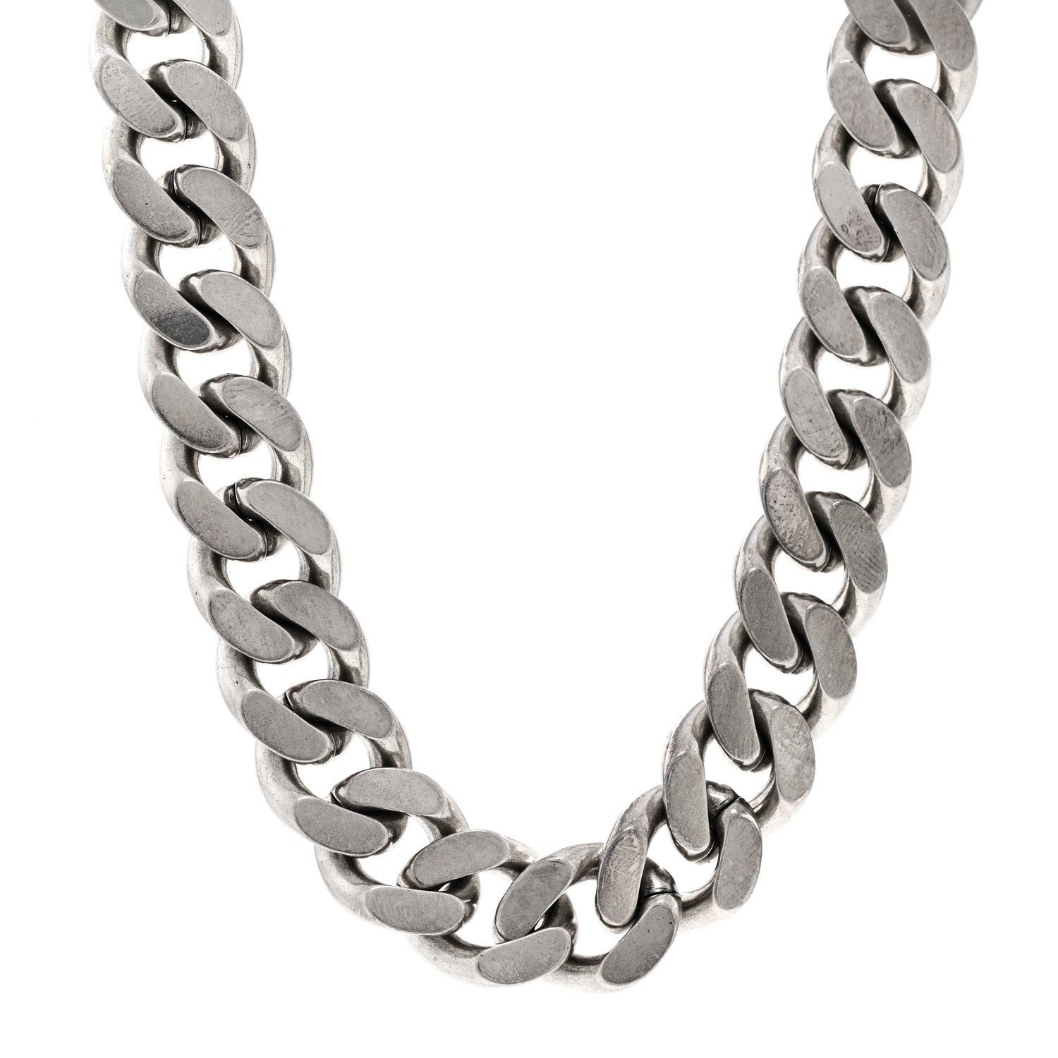 Metal Curb Chain Necklace Oxidized Silver