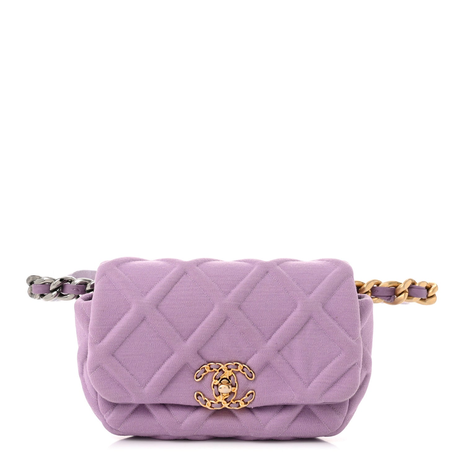 Jersey Quilted Chanel 19 Waist Bag Purple