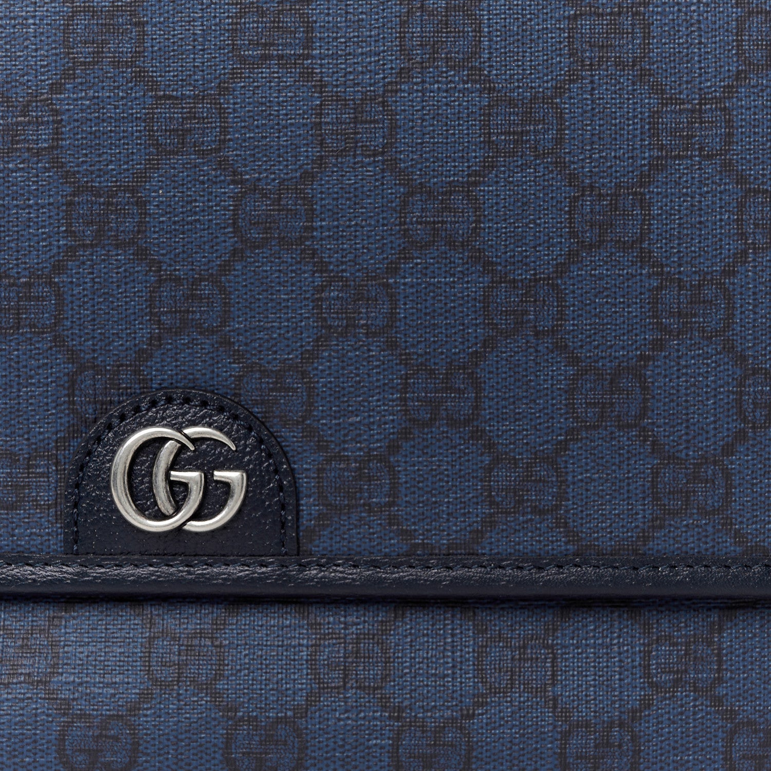 Tender GG Supreme Monogram Textured Dollar Calfskin Ophidia Messenger Bag Dark Blue