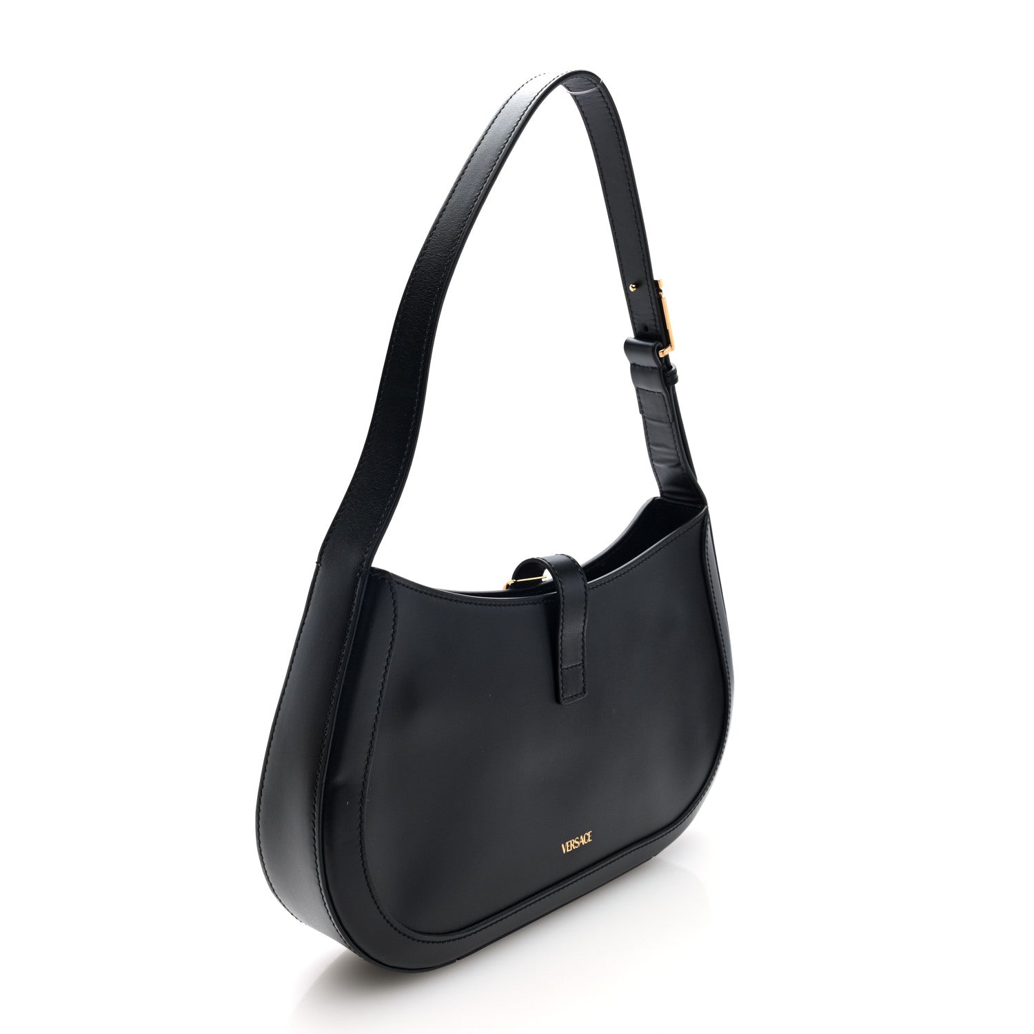 Calfskin Large Greca Goddess Hobo Black