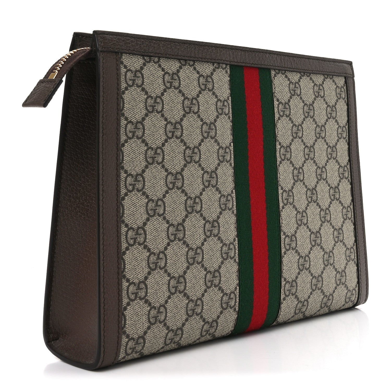 GG Supreme Monogram Web Ophidia Pouch Brown