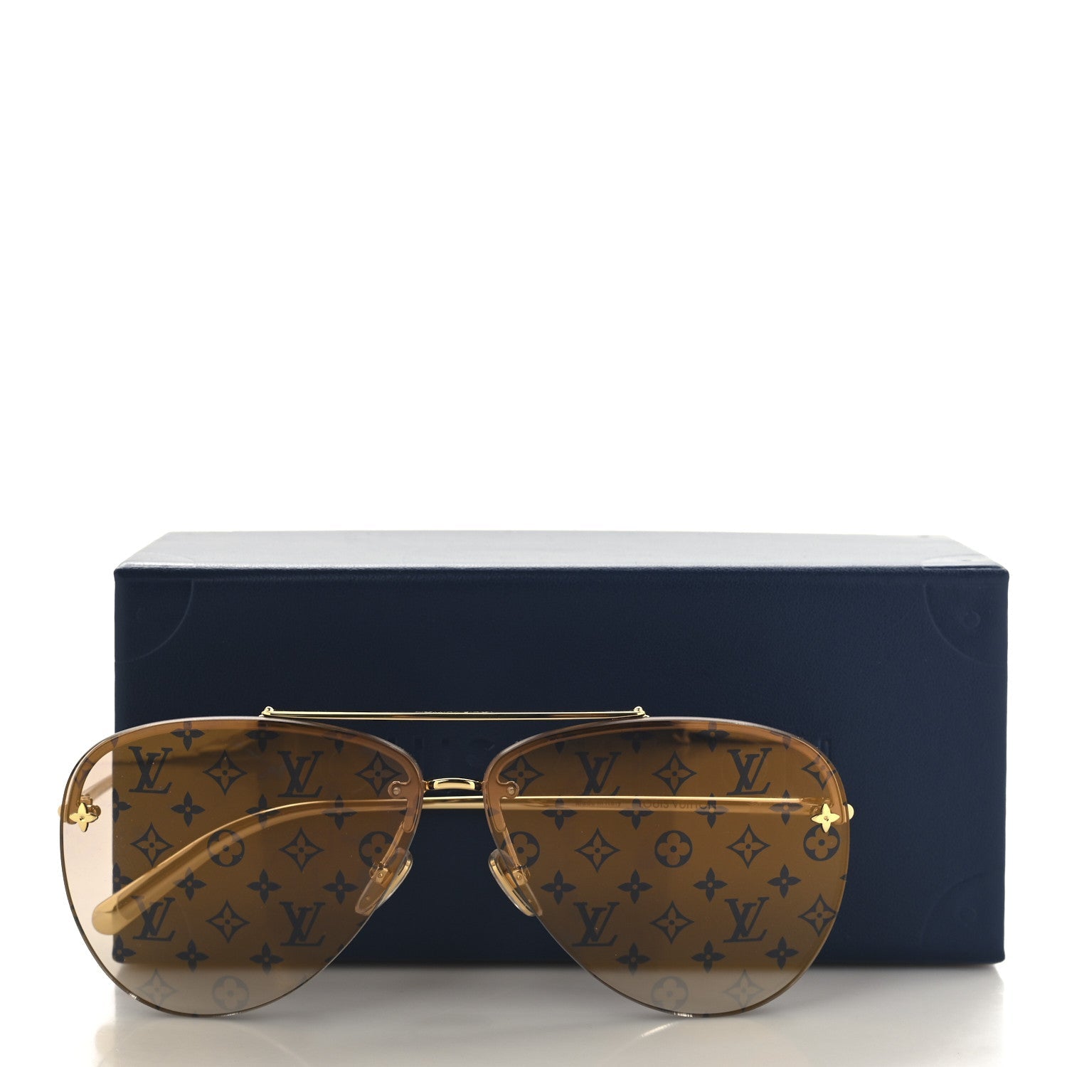Metal Monogram LV Pilot Light Sunglasses Z1913U Gold Gradiant Brown