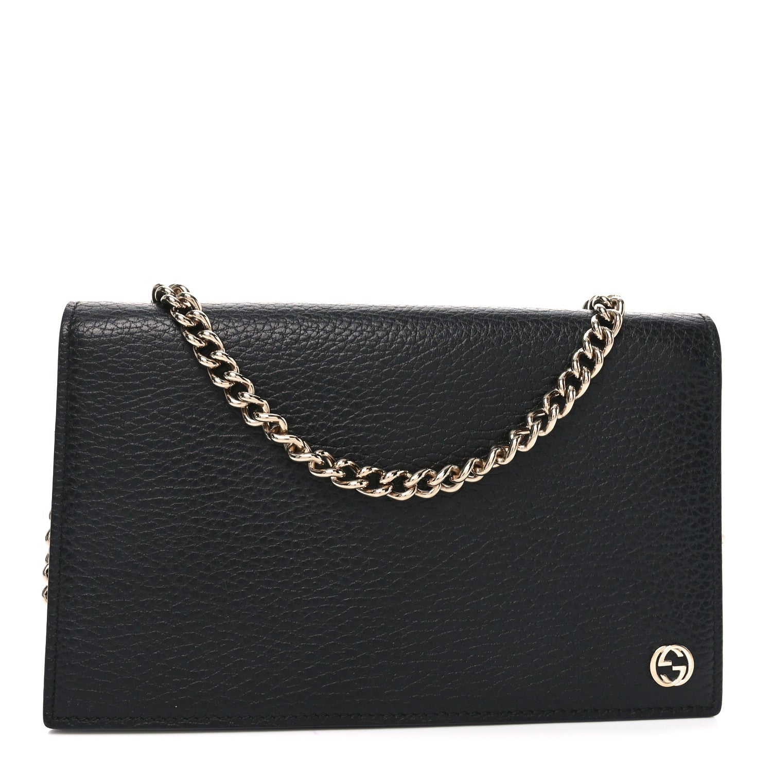 Dollar Calfskin Medium Betty Chain Wallet Black