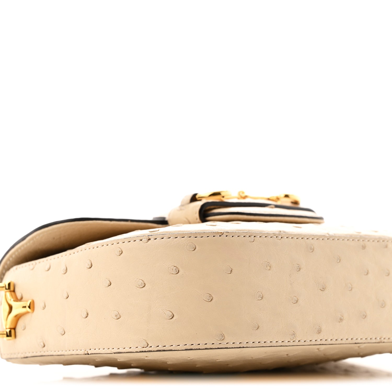 Ostrich Medium Horsebit 1955 Shoulder Bag White