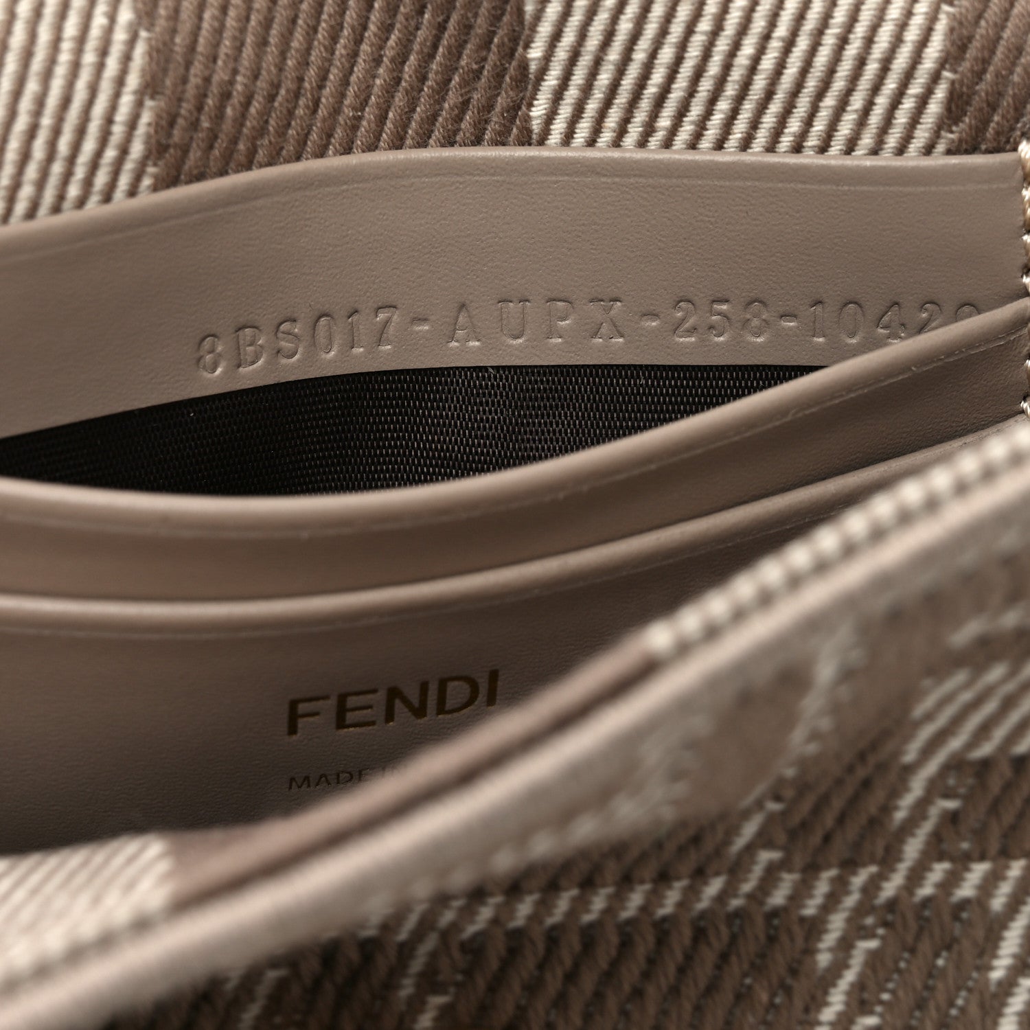 Denim Jacquard FF Effect Vitello Grace Mini Baguette Dove White Dove