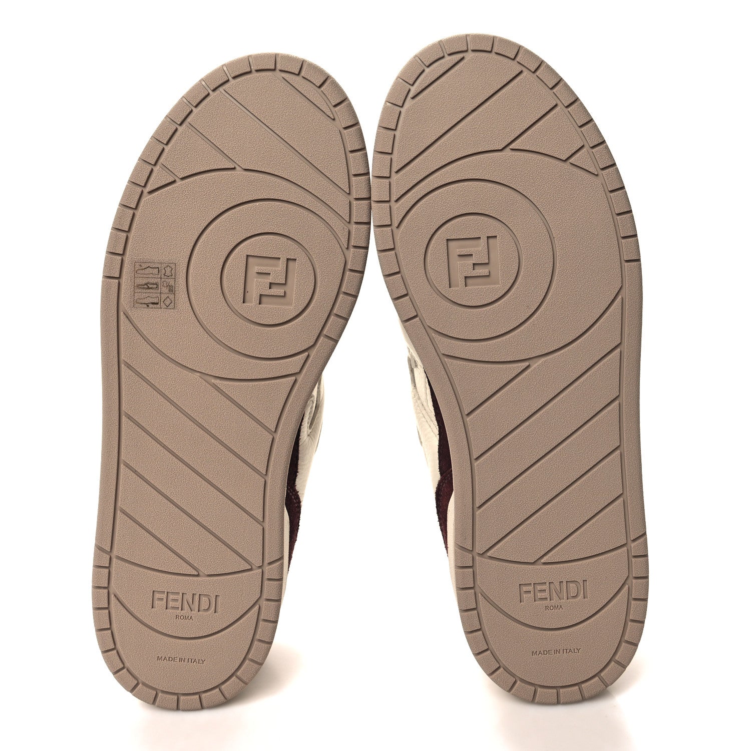 Grained Calfskin Mens Fendi Match Low Top Sneakers 7 White Burgundy Amber