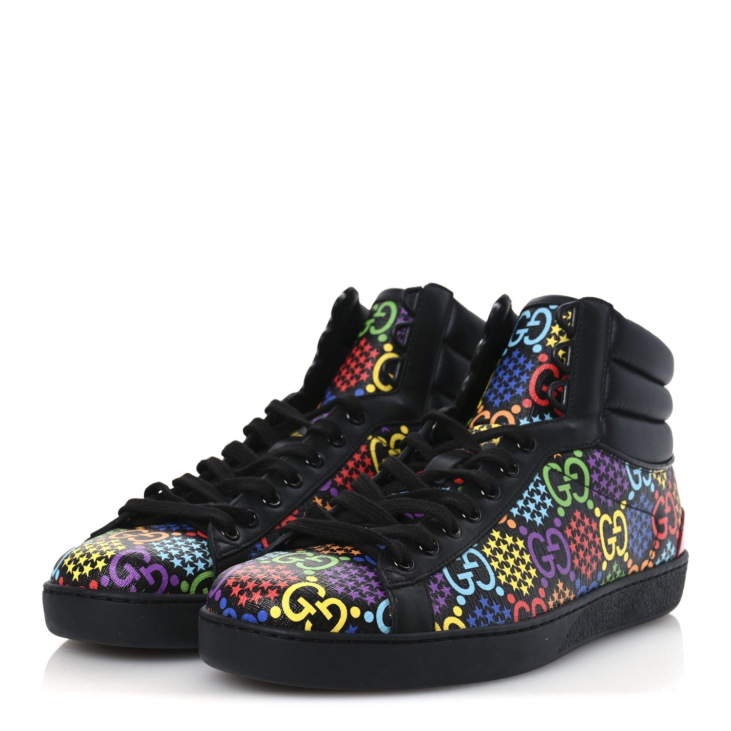 GG Supreme Monogram Psychedelic Mens High Top Sneakers 9 Black Multicolor