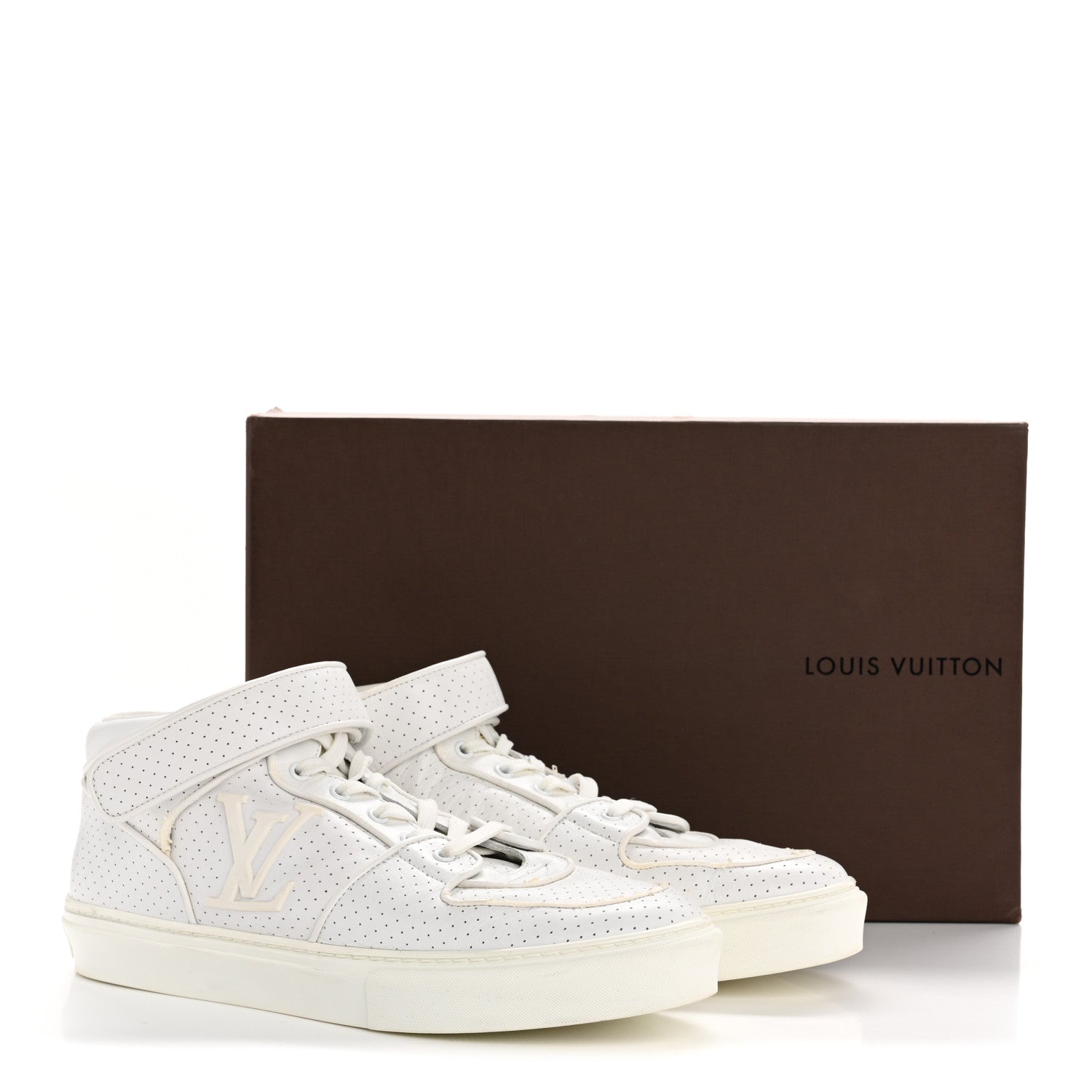 Calfskin Perforated Mens Acapulco Sneakers 8 White