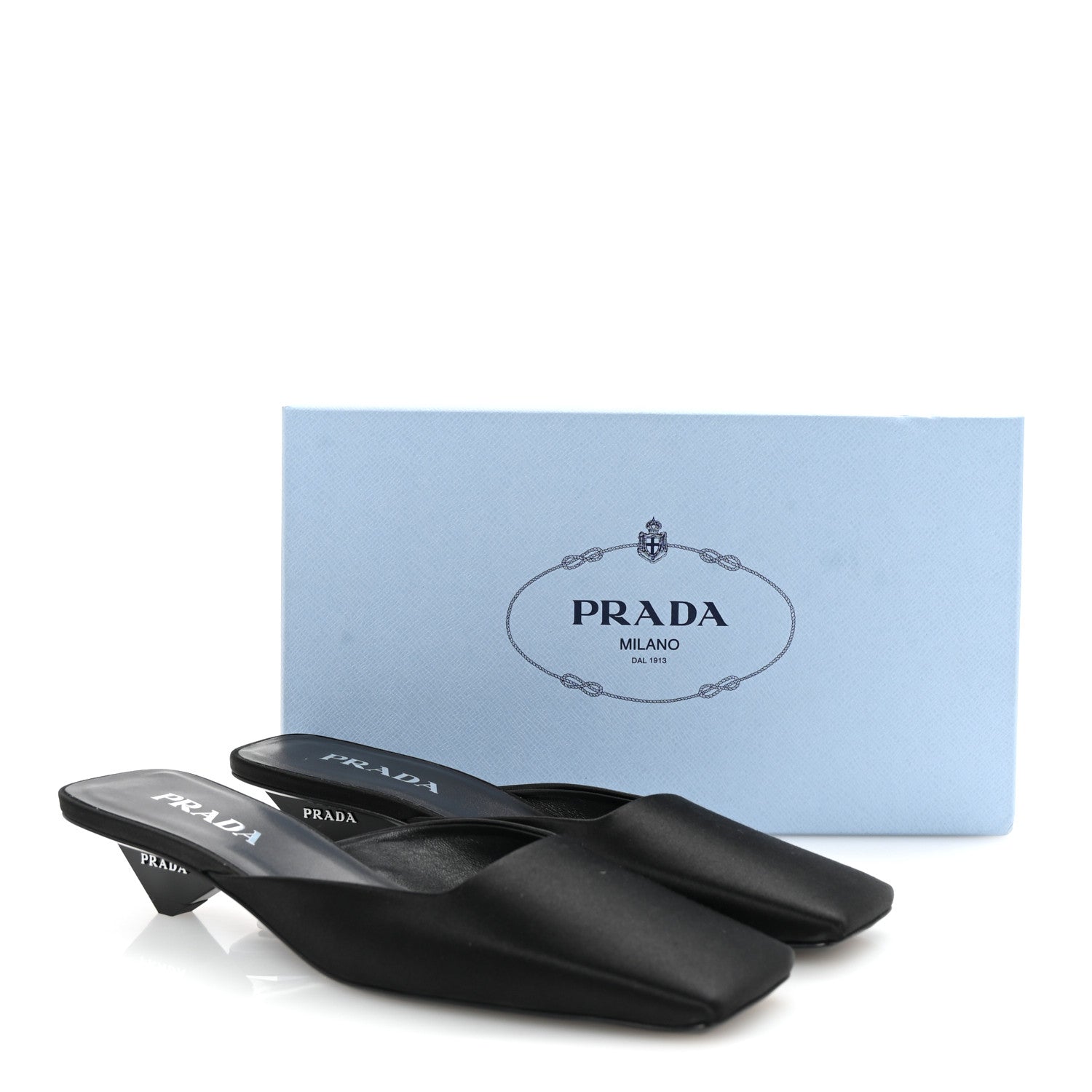 Satin Modellerie Mules 38.5 Black