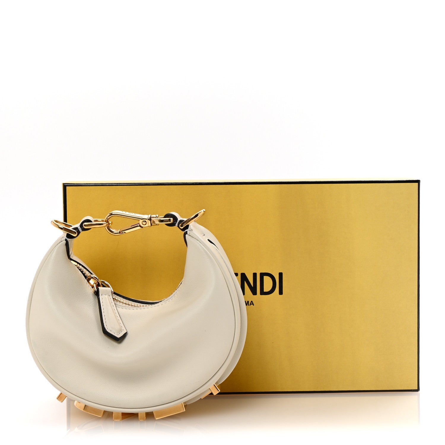 Vitello Grace Matte Nano Fendigraphy Hobo Charm White Ice