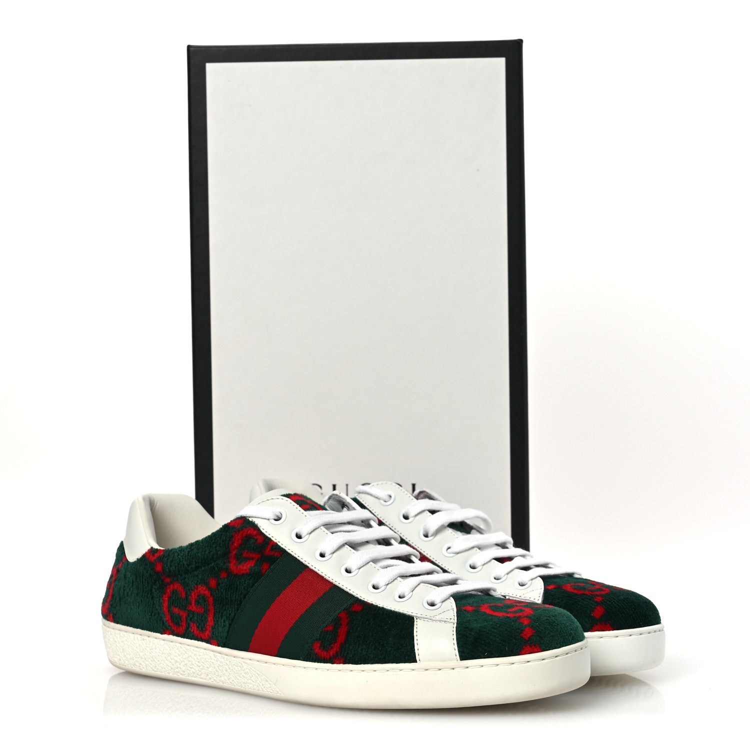 Terry Cloth Big GG Monogram Mens Sneaker 9.5 Green Red