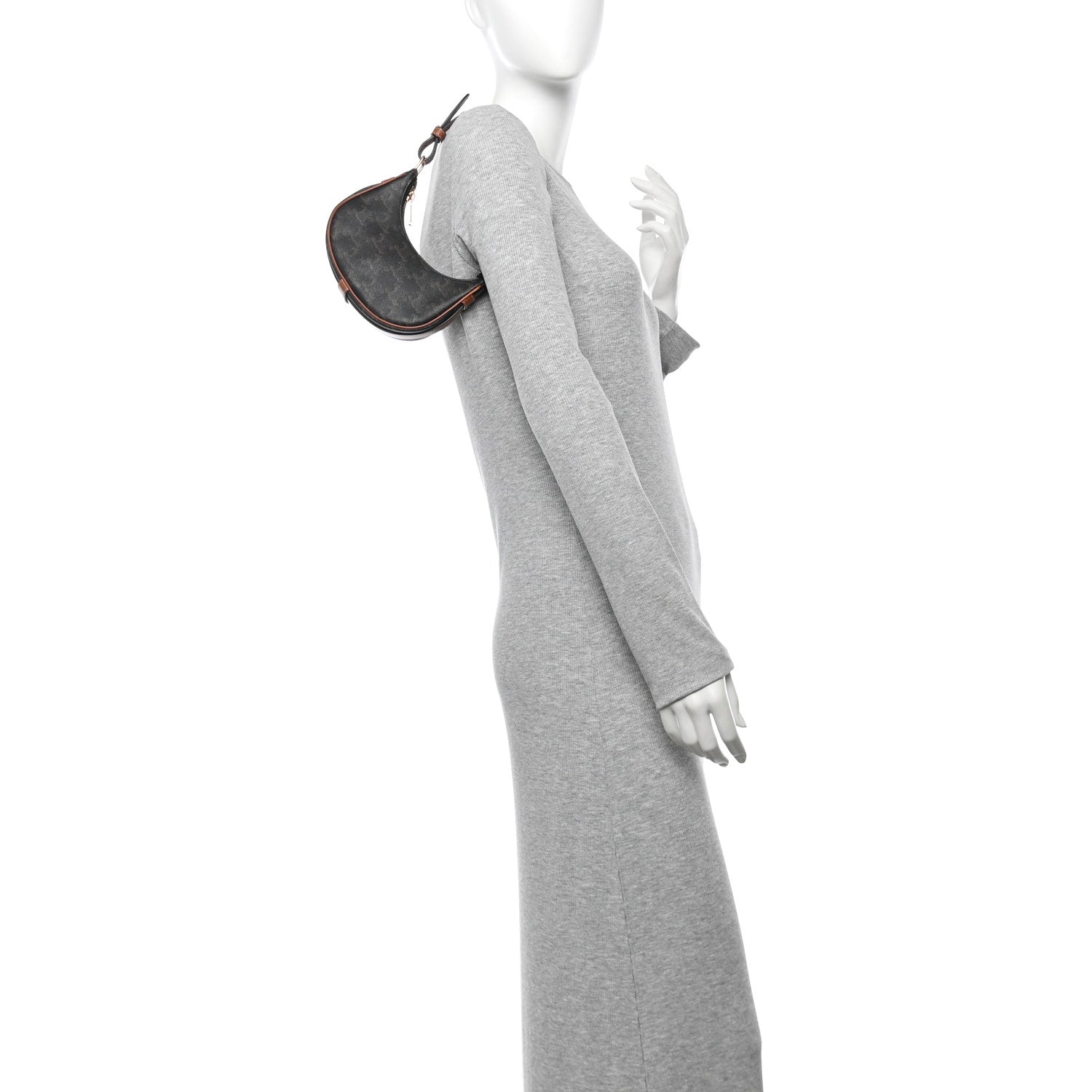 Canvas Calfskin Mini Ava Triomphe Shoulder Bag Tan