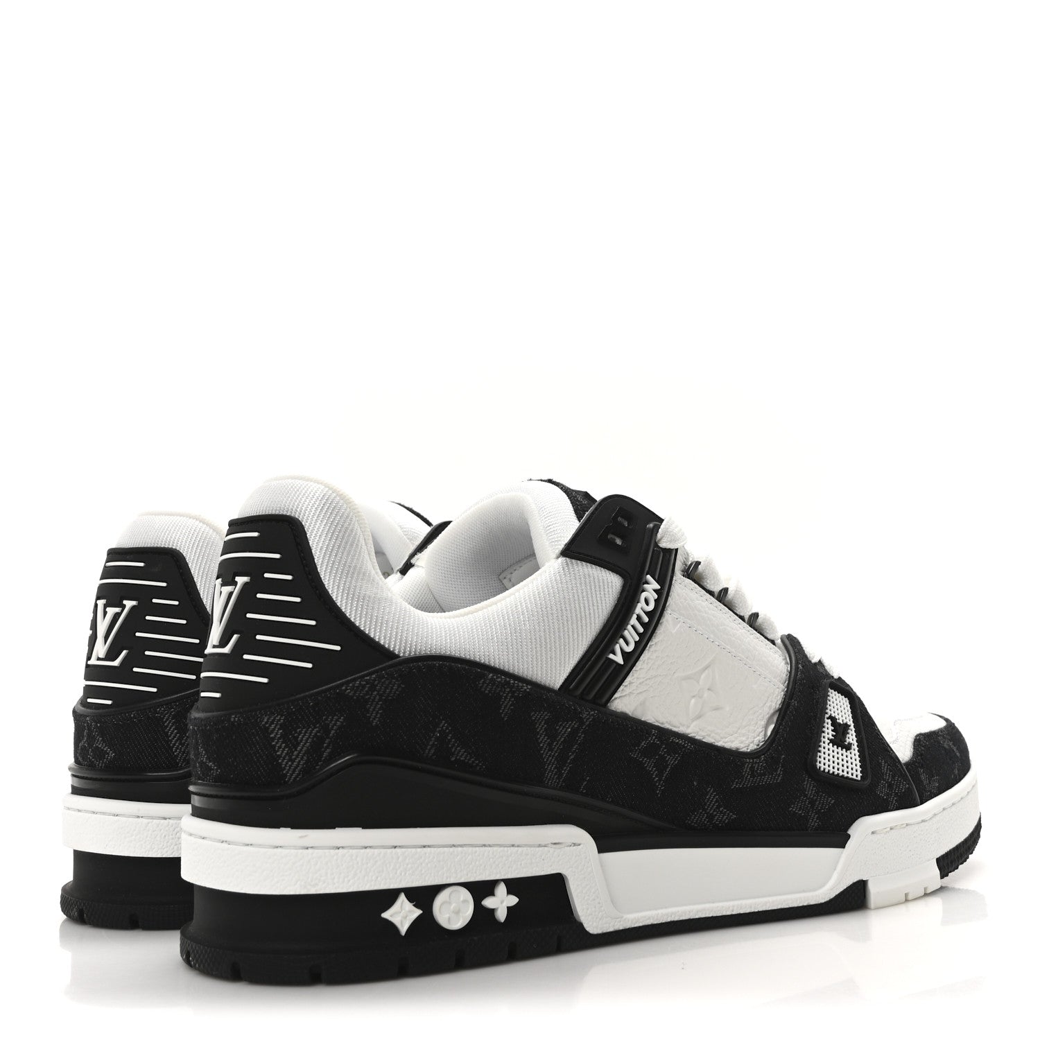 Calfskin Monogram Denim Mens LV Trainer Sneakers 9 Black