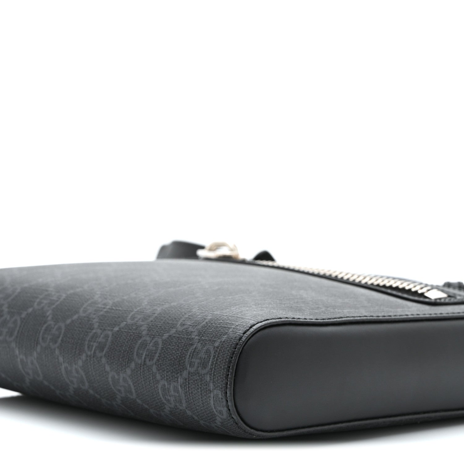 GG Supreme Monogram Web Small Flat Messenger Bag Black Grey