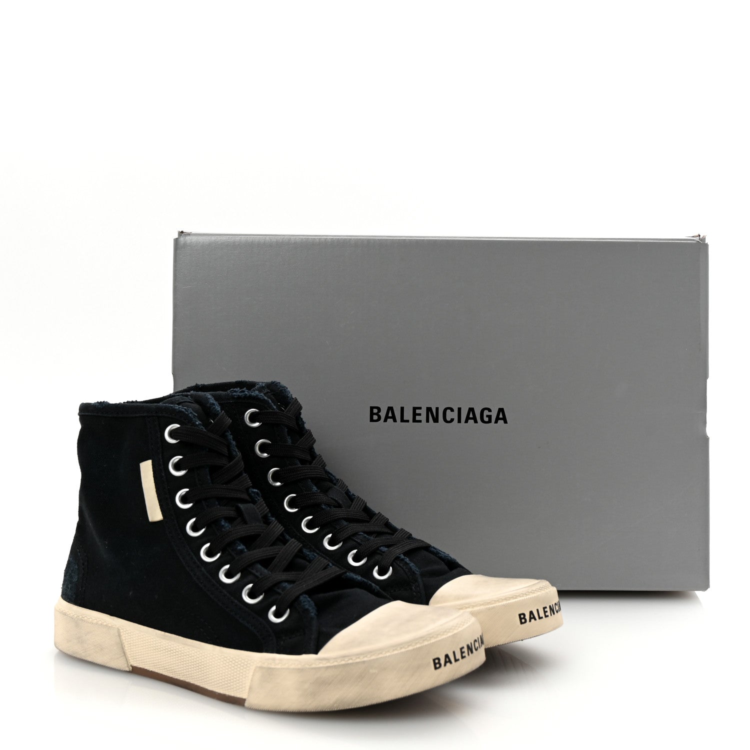 Canvas Distressed Mens Paris High Top Sneakers 38 Black