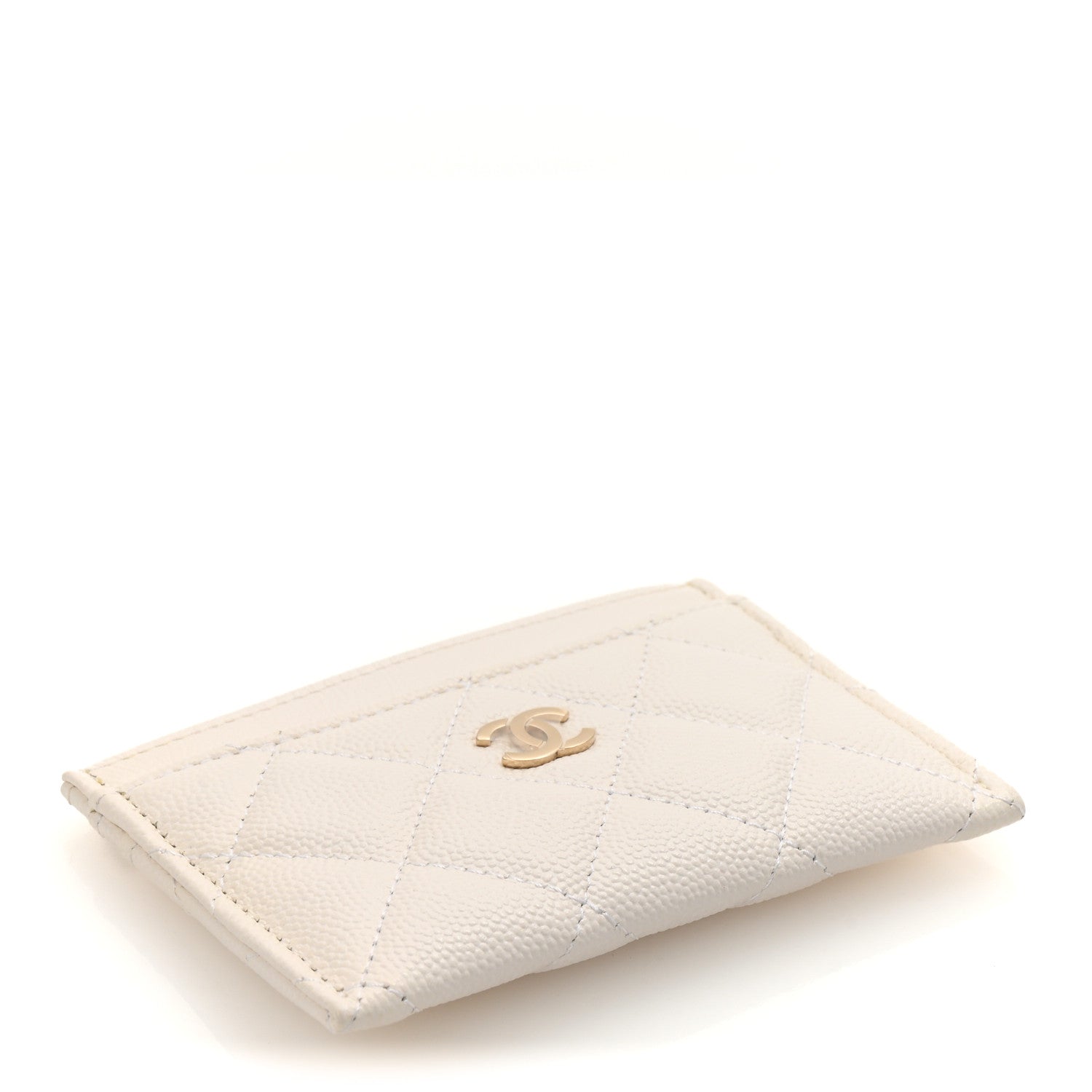 Caviar Quilted Card Holder White