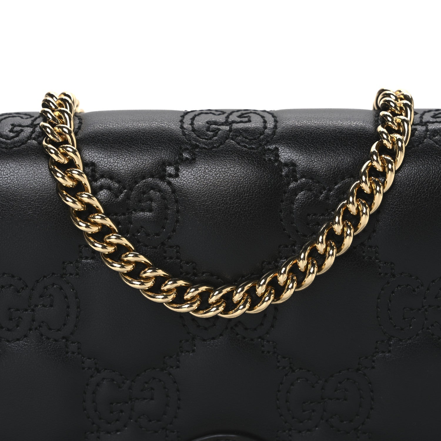 Calfskin GG Matelasse Chain Wallet Black