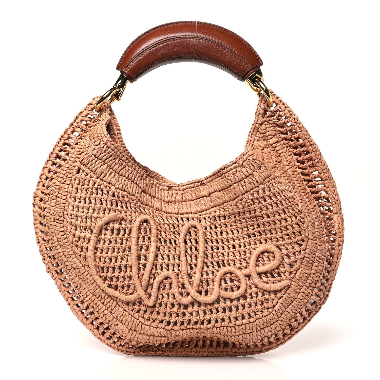 Raffia Calfskin Summer Banana Hobo Summery Beige