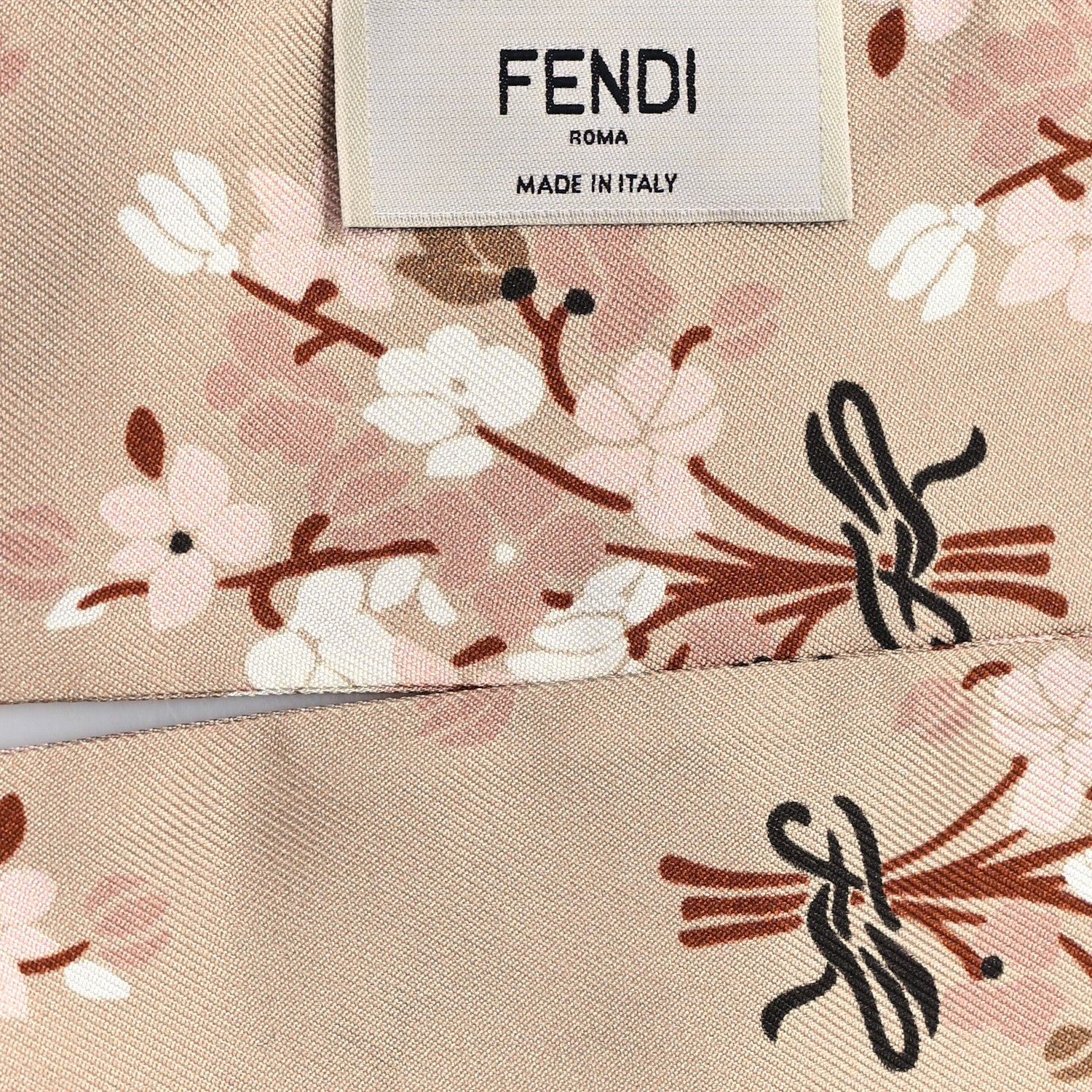 Silk Lambskin Fringe Bouquet Print Wrappy Bandeau Pink