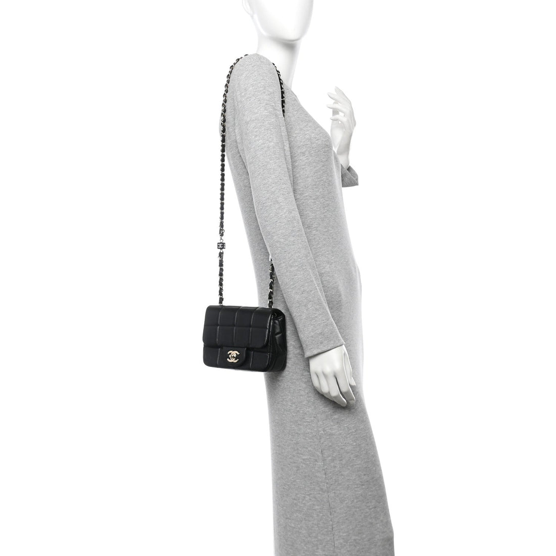 Lambskin Resin Crystal Square Quilted Mini Monacoco Flap Black