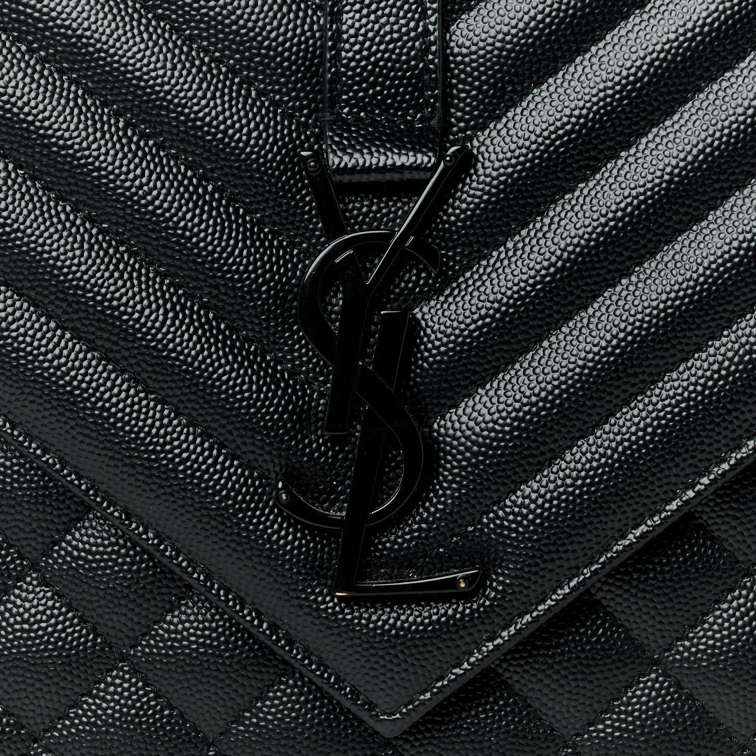 Grain De Poudre Textured Mixed Matelasse Large Triquilt Monogram Monochrome Satchel Black