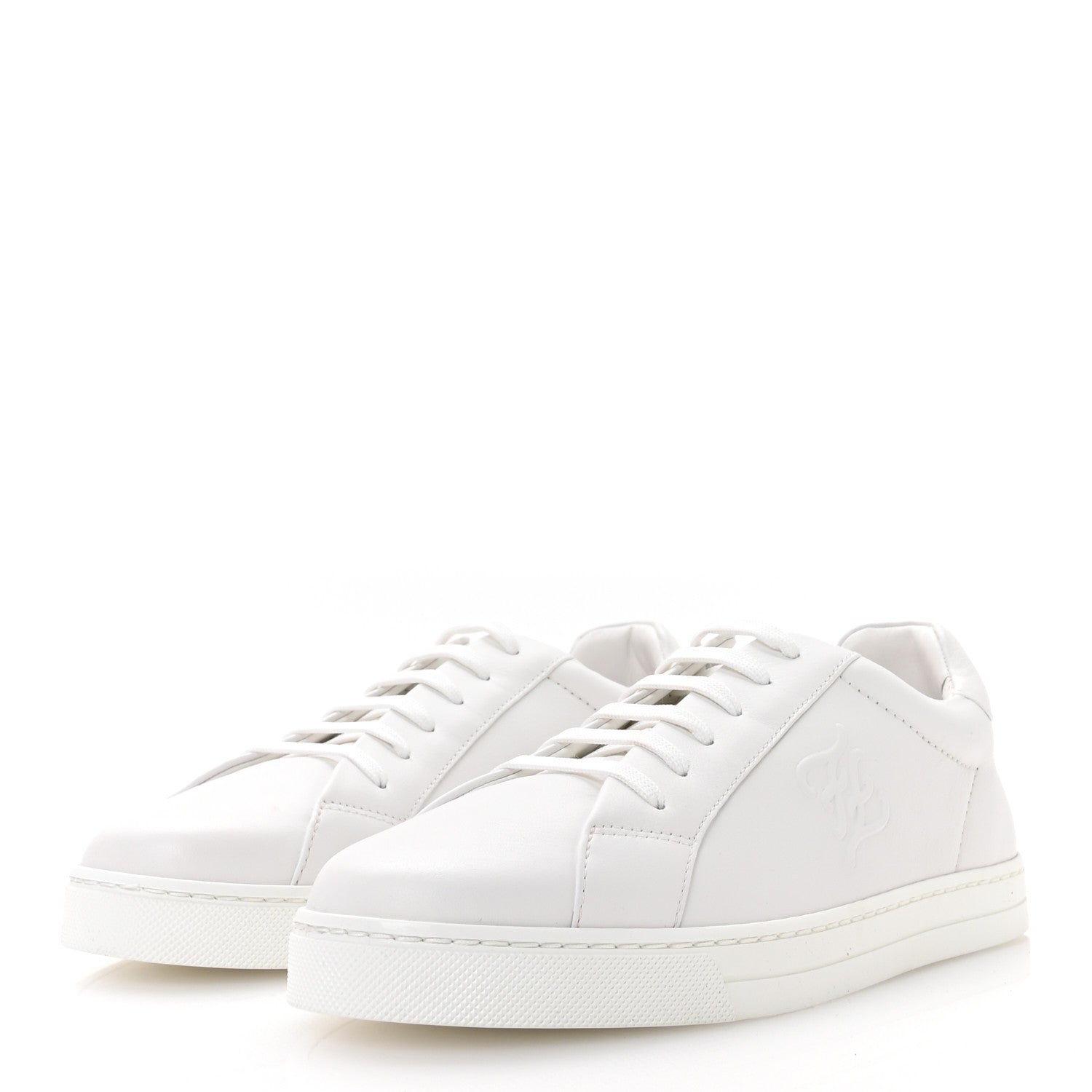 Vitello Karligraphy Embossed Low Top Sneakers 38.5 White