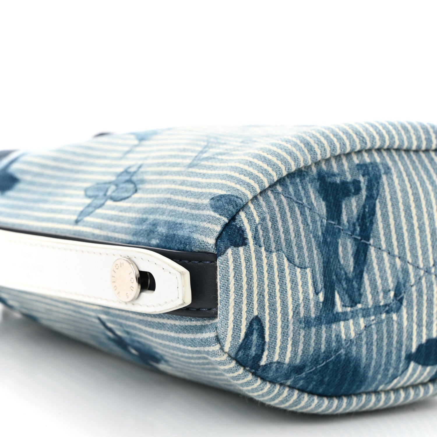 Hickory Stripes Denim Monogram Watercolor Sac Marin BB Blue