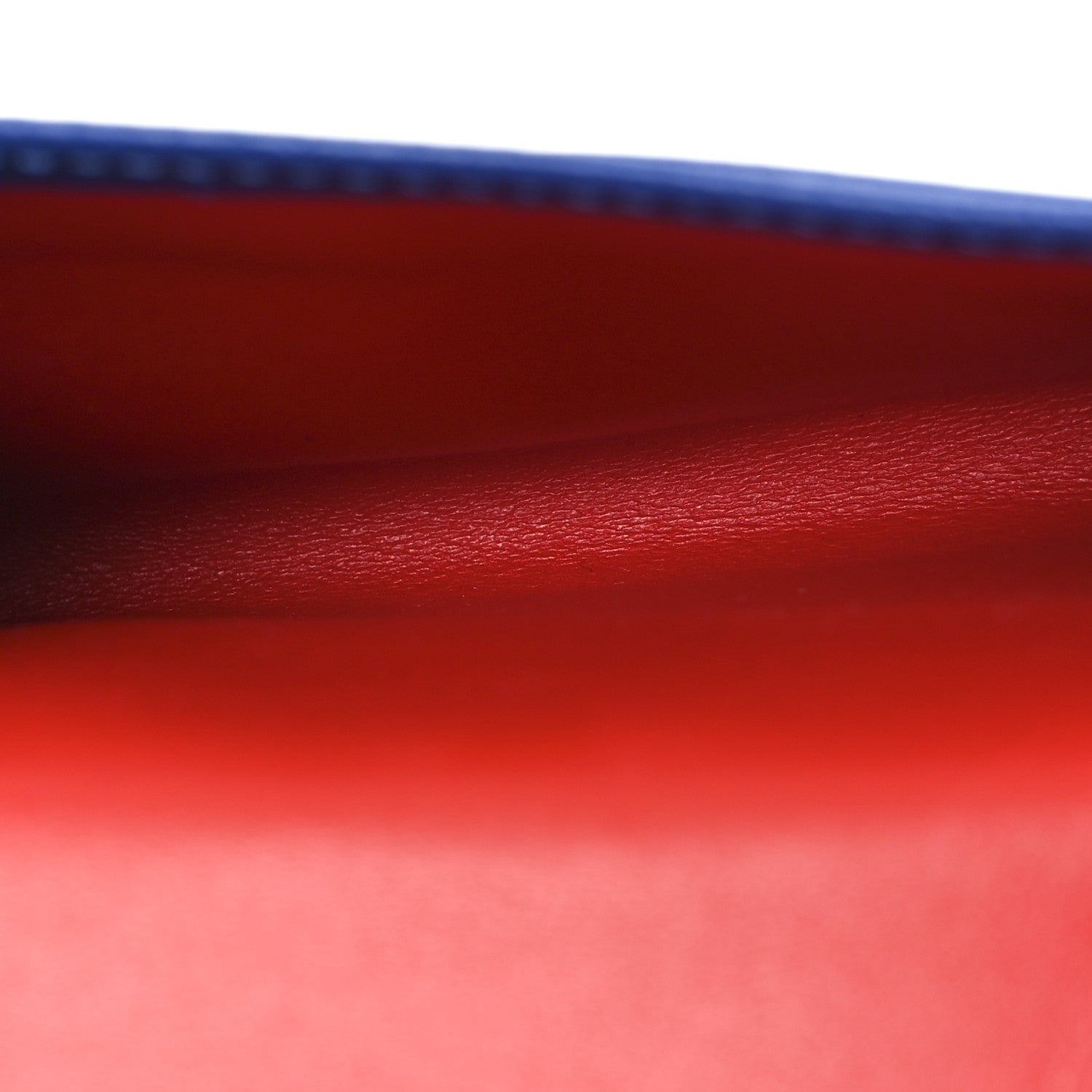 Grained Calfskin Medusa Card Holder  Blue Rockerfeller Red