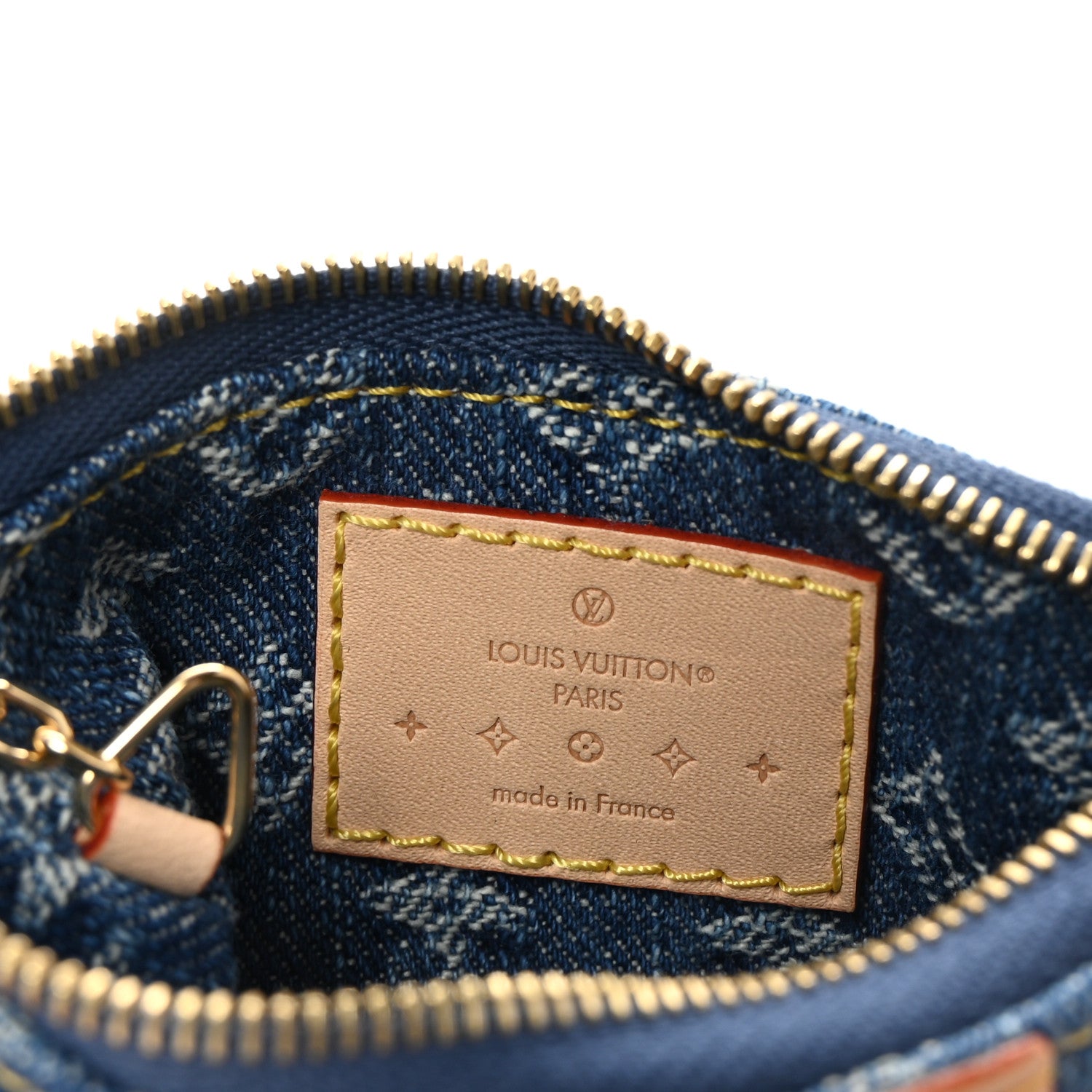 Monogram Denim Key Pouch Denim Blue