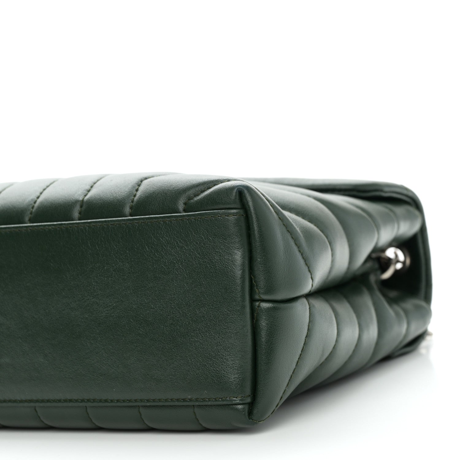 Calfskin Y Quilted Monogram Small Loulou Chain Satchel Olive