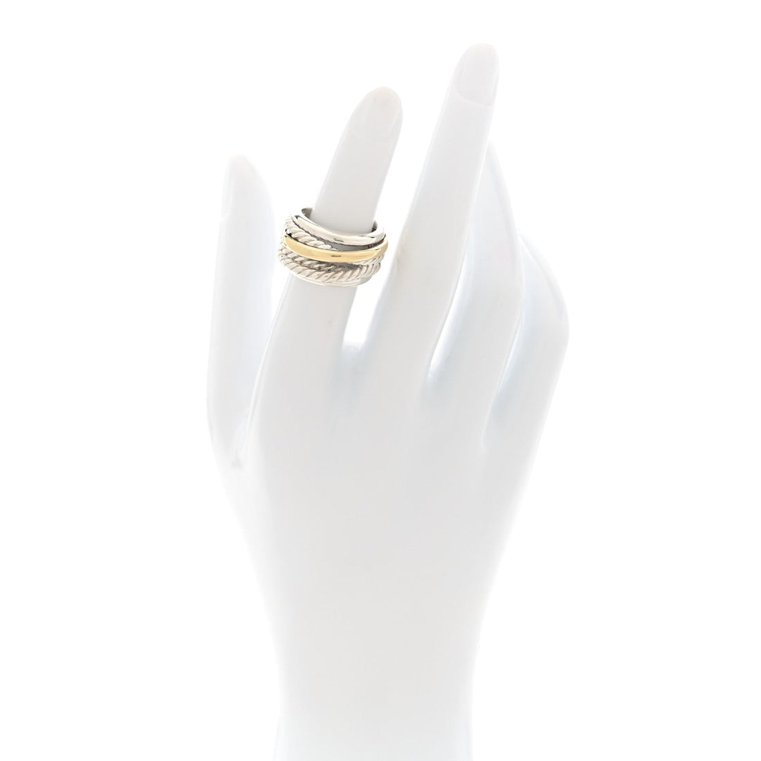 Sterling Silver 14K Yellow Gold Narrow Crossover Ring 50 5.25