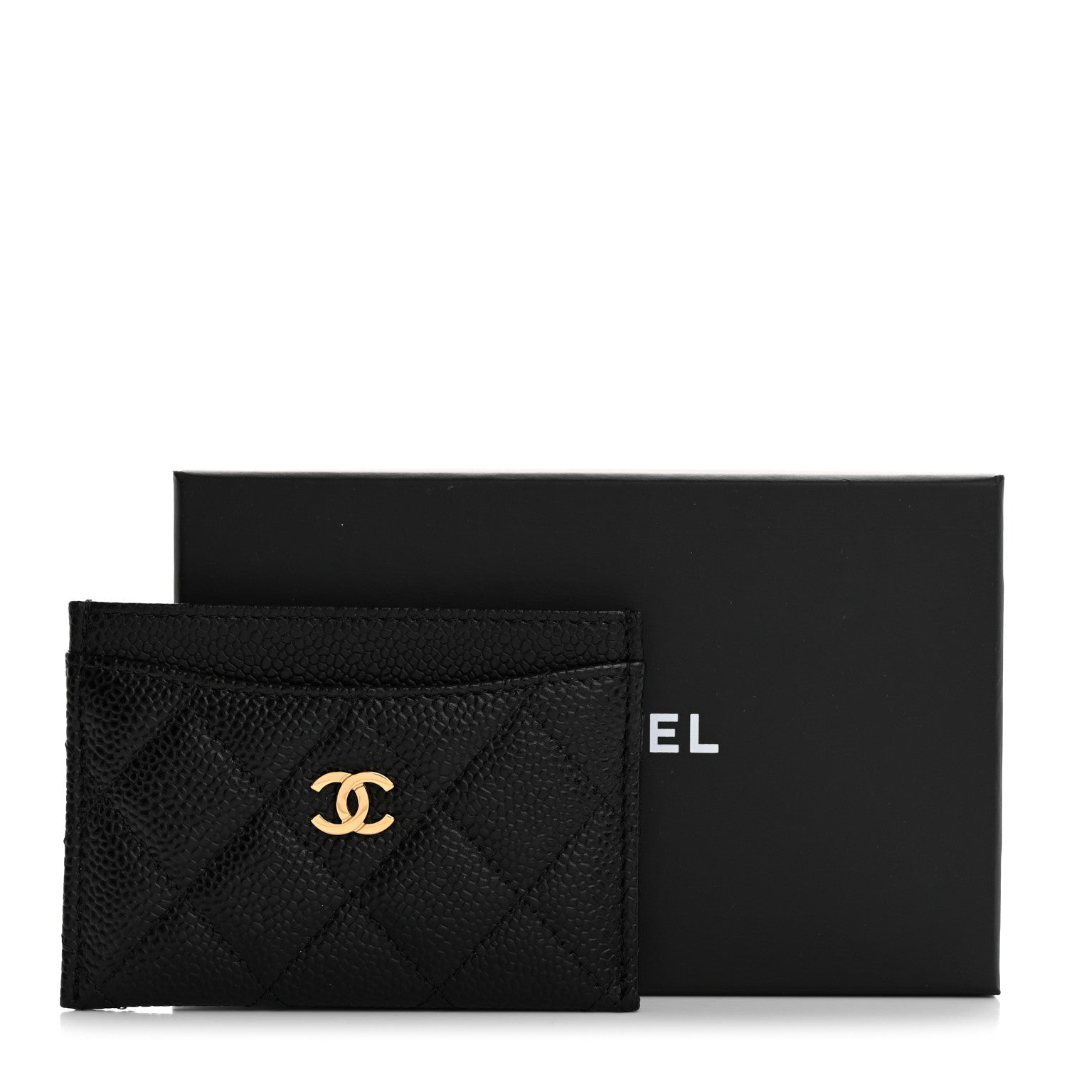 Caviar Quilted Card Holder Black