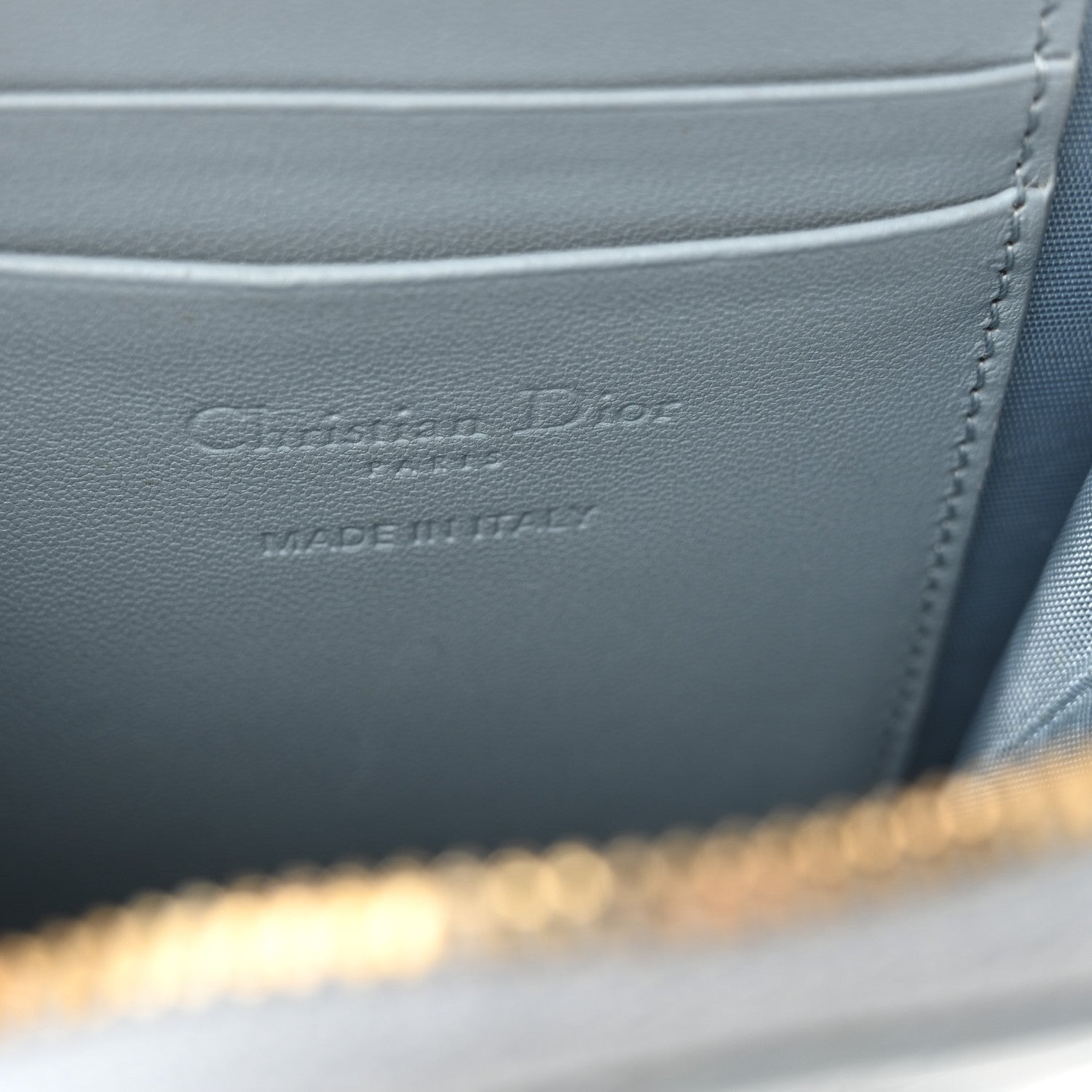 Patent Cannage Lady Dior Phone Holder Bracing Blue