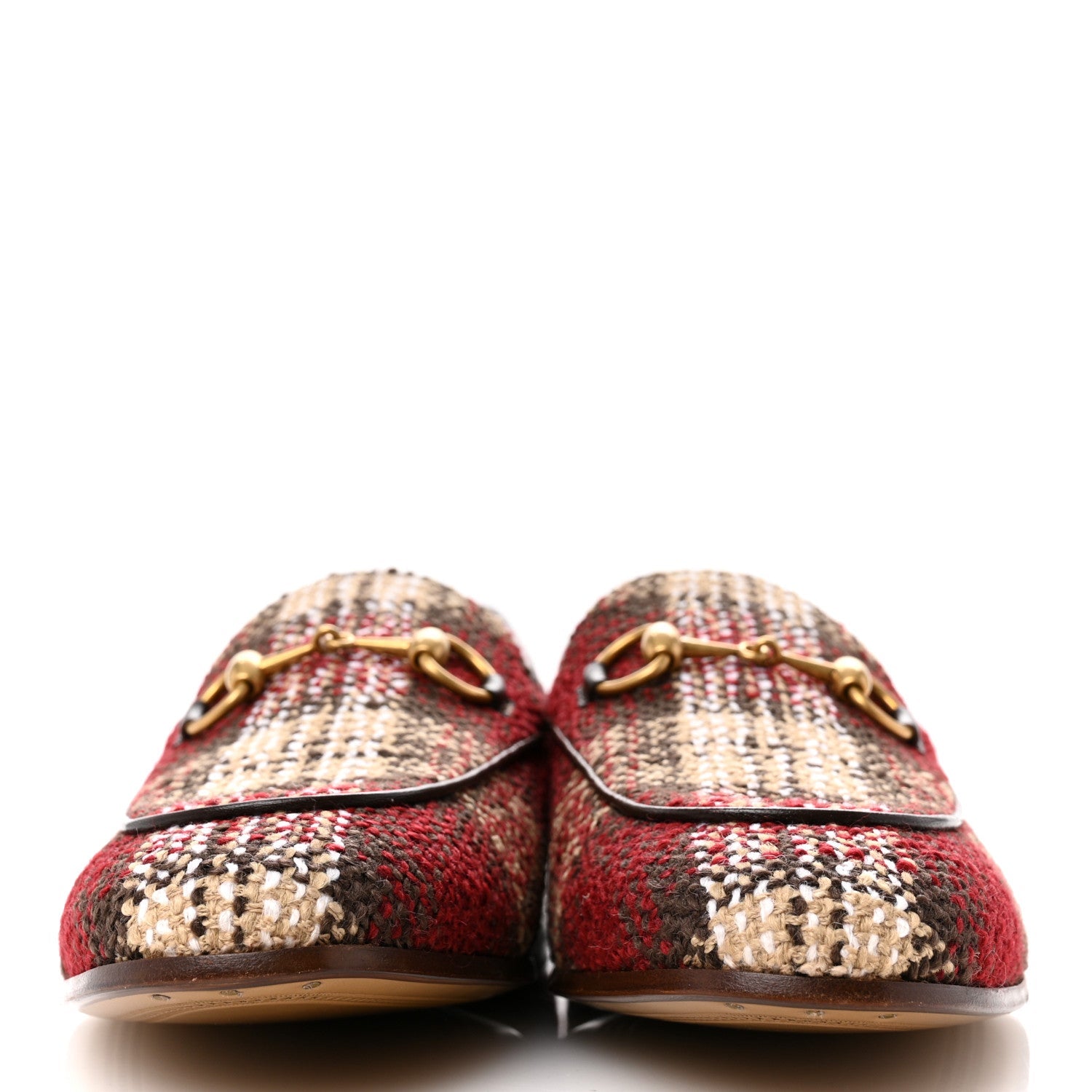 Vintage Tweed Check Horsebit Mens Jordaan Loafers 8.5 Red Beige White