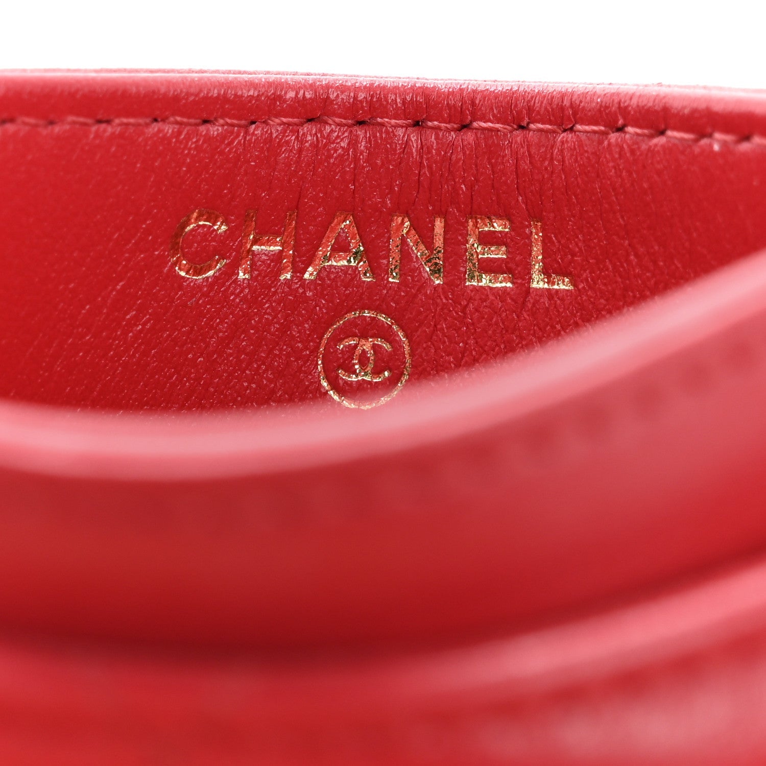 Lambskin Plexiglass Quilted Coco Love Card Holder Red