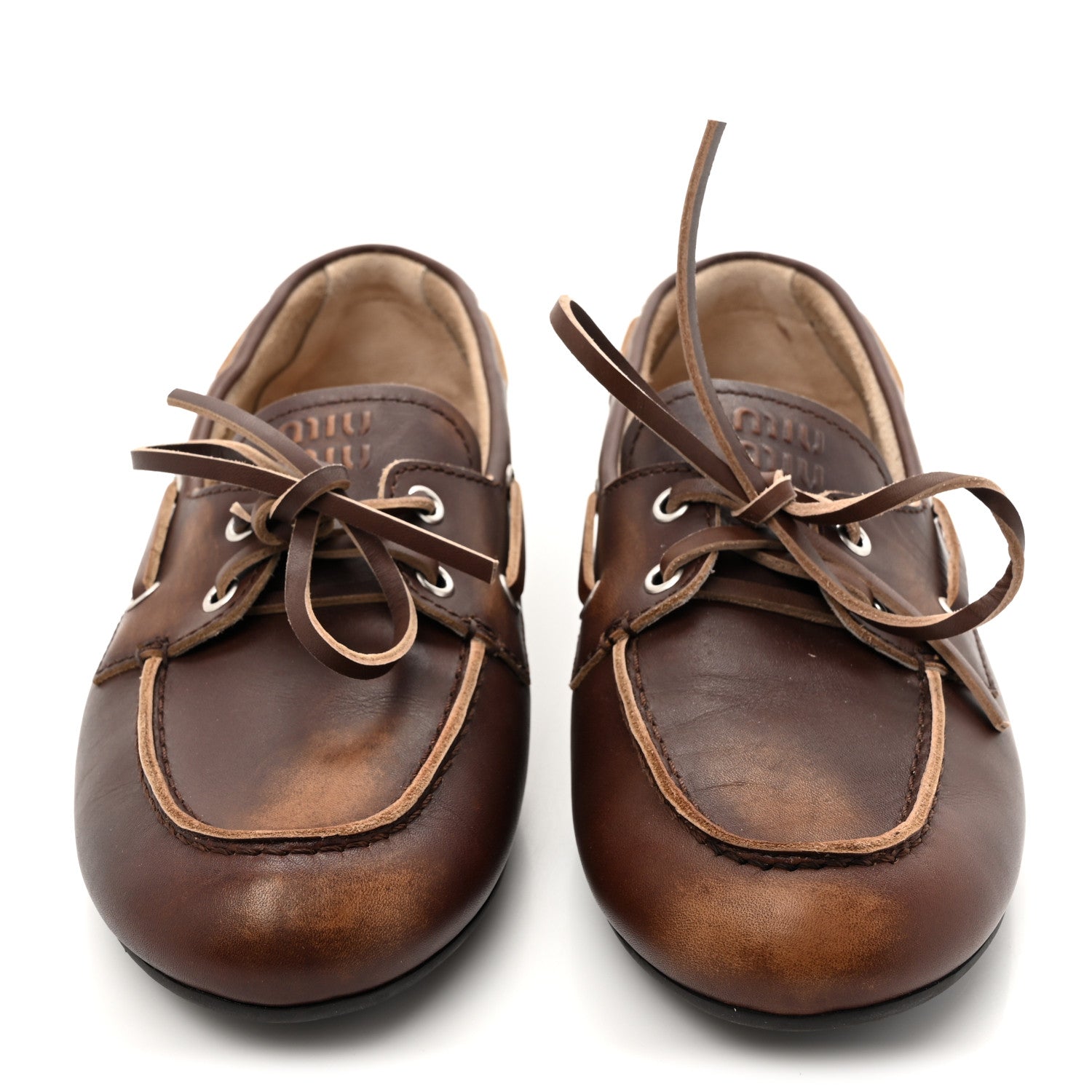 Vitello Deco Boat Loafers 39 Bruciato